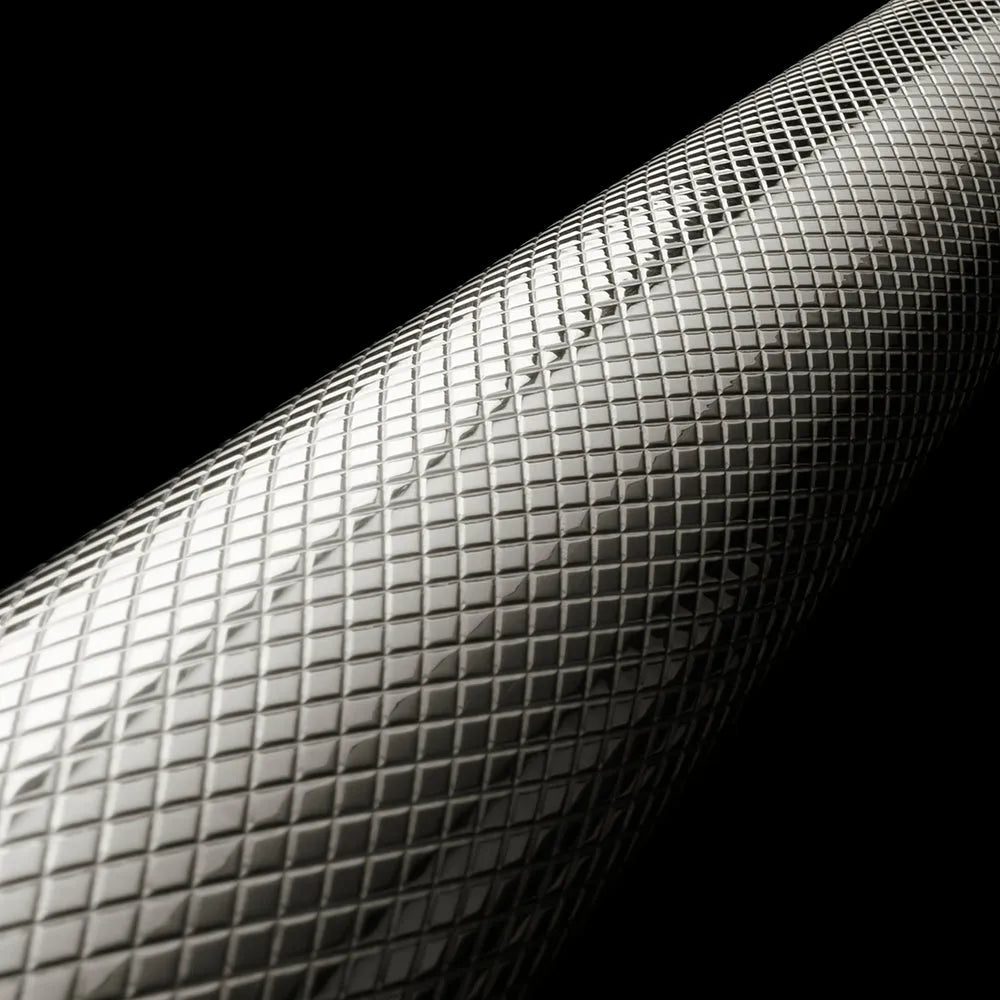 ZLINE Autograph Edition 30 in. Wall Oven Helix Handle (Set of 1) in Polished Nickel (AWHZ-30-K-PN) Polished Nickel Helix handle close-up showing knurled diamond texture on a black background.