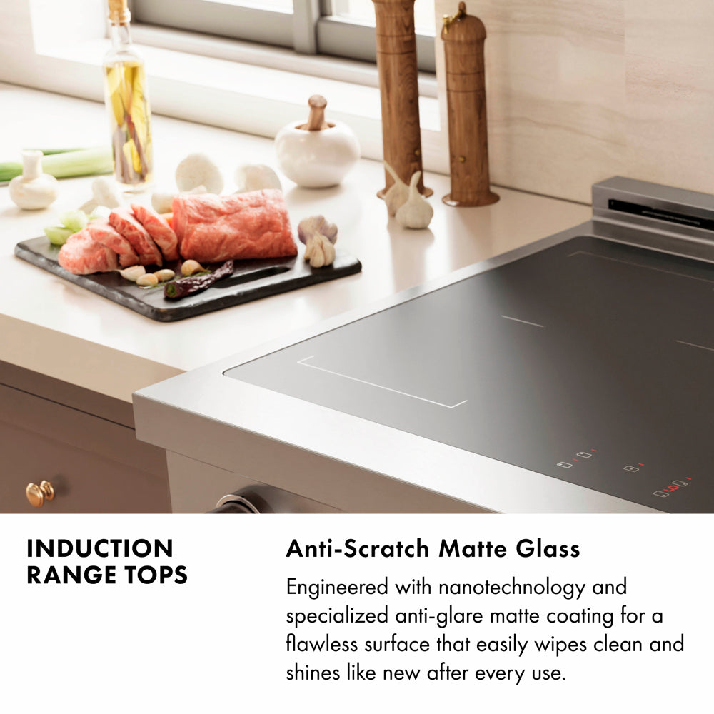 ZLINE Autograph Edition 36 in. Paramount Induction Rangetop with 5 Element Cooktop in Satin Stainless Steel and Matte Black Accents (SINRTSZ-36-MB)