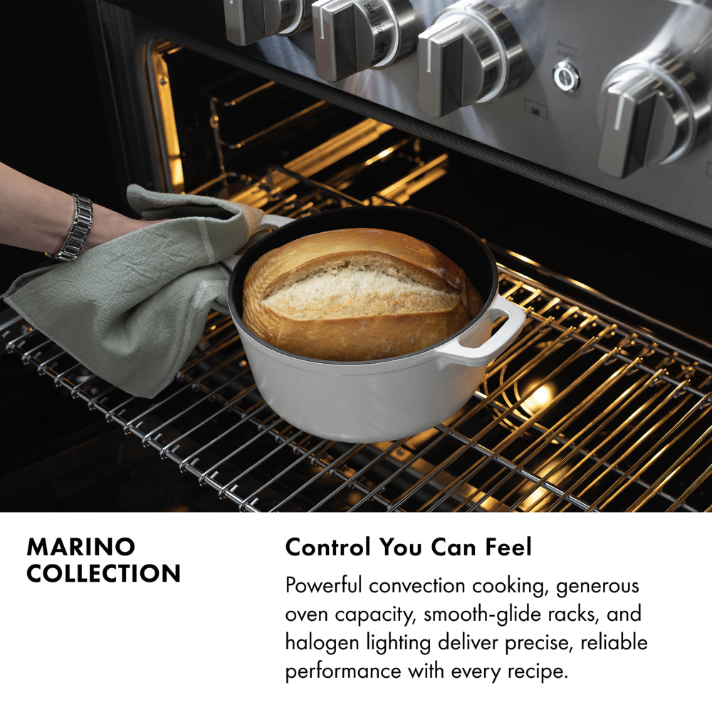 ZLINE 48 in. 6.7 cu. ft. Marino Dual Fuel Range with 8 Burner DuoPro™ Cooktop and Dual Ovens in Black Stainless Steel (PMDRB-48)