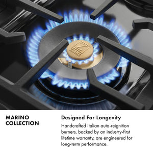 ZLINE Autograph Edition 36 in. 5.2 cu. ft. Marino Gas Range with 6 Burner DuoPro™ Cooktop and Convection Gas Oven in Stainless Steel and Matte Black Accents (PMGRZ-36-MB)