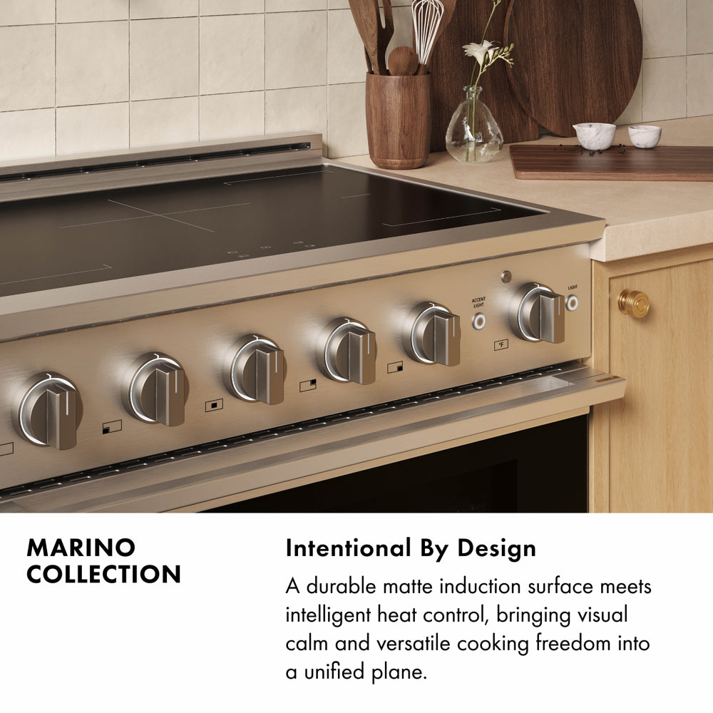 ZLINE 24 in. 3.2 cu. ft. Marino Induction Range with 3 Element Cooktop and Electric Convection Oven in Satin Stainless Steel (MINRS-24)