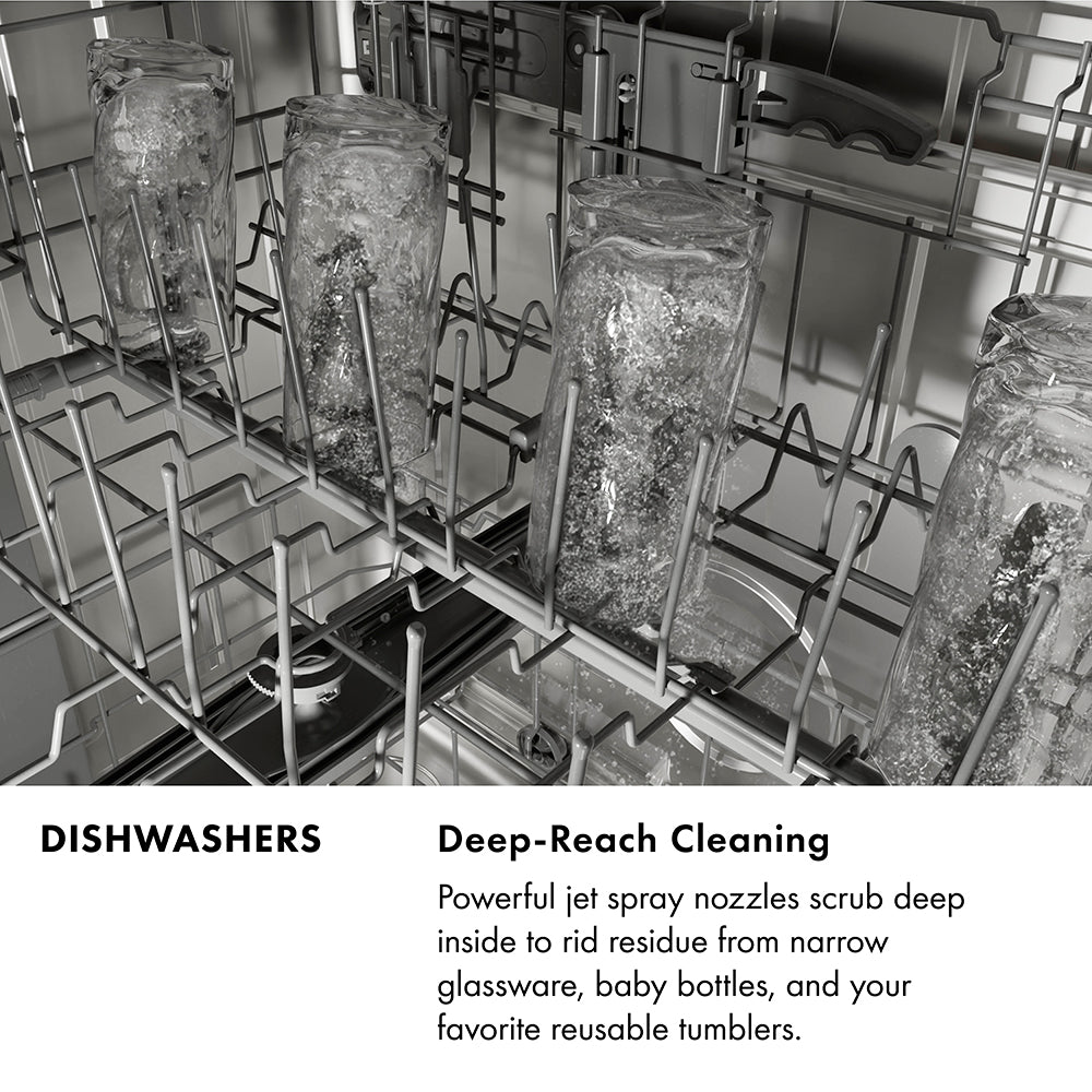 ZLINE Autograph Edition 24 in. Monument Series 3rd Rack Dishwasher with Auto Door Open Drying, 44dBa, Stainless Steel Panel with Champagne Bronze Handle (DWMTZ-304-24-CB)