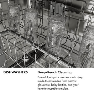 ZLINE Autograph Edition 24 in. Monument Series 3rd Rack Dishwasher with Auto Door Open Drying, 44dBa, Stainless Steel Panel with Champagne Bronze Handle (DWMTZ-304-24-CB)