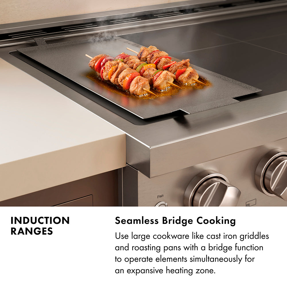 ZLINE Autograph Edition 24 in. 3.2 cu. ft. Paramount Induction Range with 3 Element Cooktop and Electric Convection Oven in Stainless Steel with White Matte Door and Champagne Bronze Accents (SINRZ-WM-24-CB)
