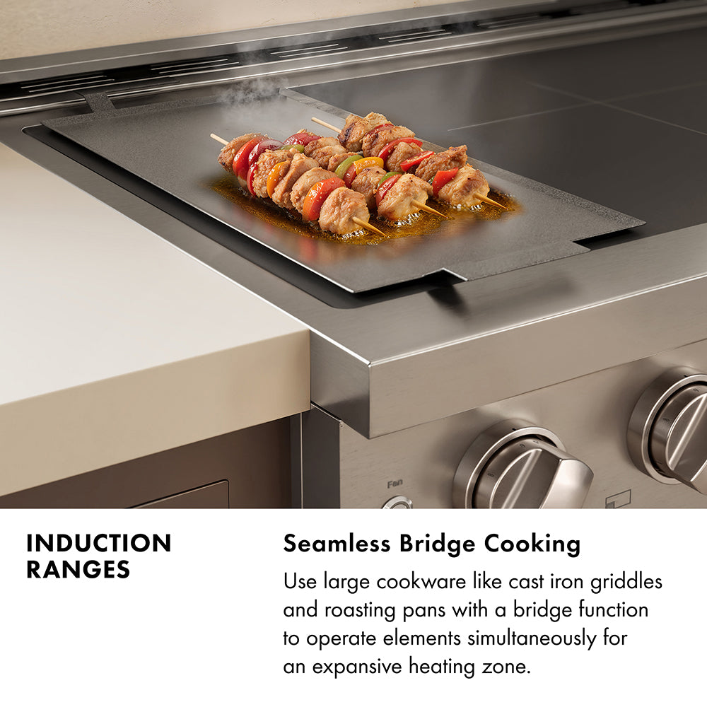 ZLINE 24 in. 3.2 cu. ft. Paramount Induction Range with 3 Element Cooktop and Electric Convection Oven in Satin Stainless Steel with Black Matte Door (SINRS-BLM-24)