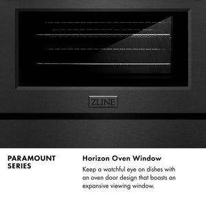 Paramount Series Infographic. Horizon Oven Window. Text: Keep a watchful eye on dishes with an oven door design that boasts an expansive viewing window.