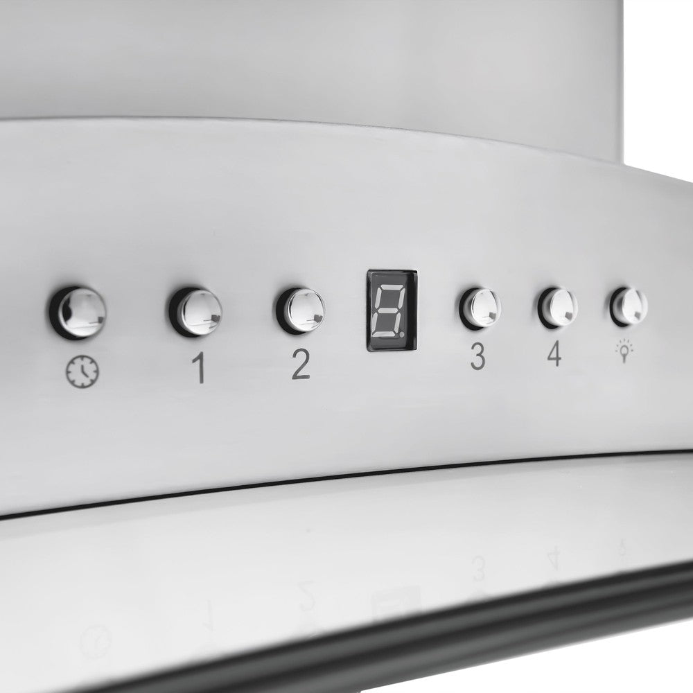 ZLINE 30 in. CrownSound™ Ducted Vent Island Mount Range Hood in Stainless Steel and Glass with Built-in Bluetooth Speakers (GL9iCRN-BT-30)