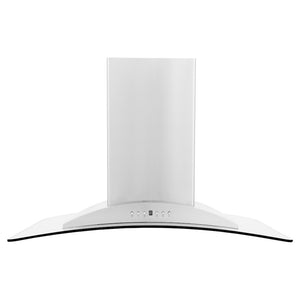 ZLINE 36 in. Convertible Vent Island Mount Range Hood in Stainless Steel and Glass (GL9i-36) front.