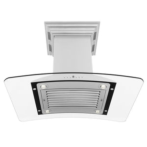 ZLINE 36 in. CrownSound™ Ducted Vent Island Mount Range Hood in Stainless Steel with Built-in Bluetooth Speakers (GL9iCRN-BT-36) under.