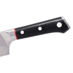 ZLINE Mark Estee 8 in. Professional Japanese Damascus Steel Chef Knife (KCKT-ME-JD) handle detail.