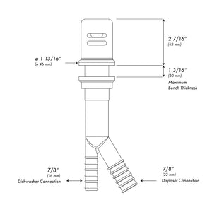 ZLINE Dishwasher Air Gap in Chrome (AGM-CH) dimensional diagram.