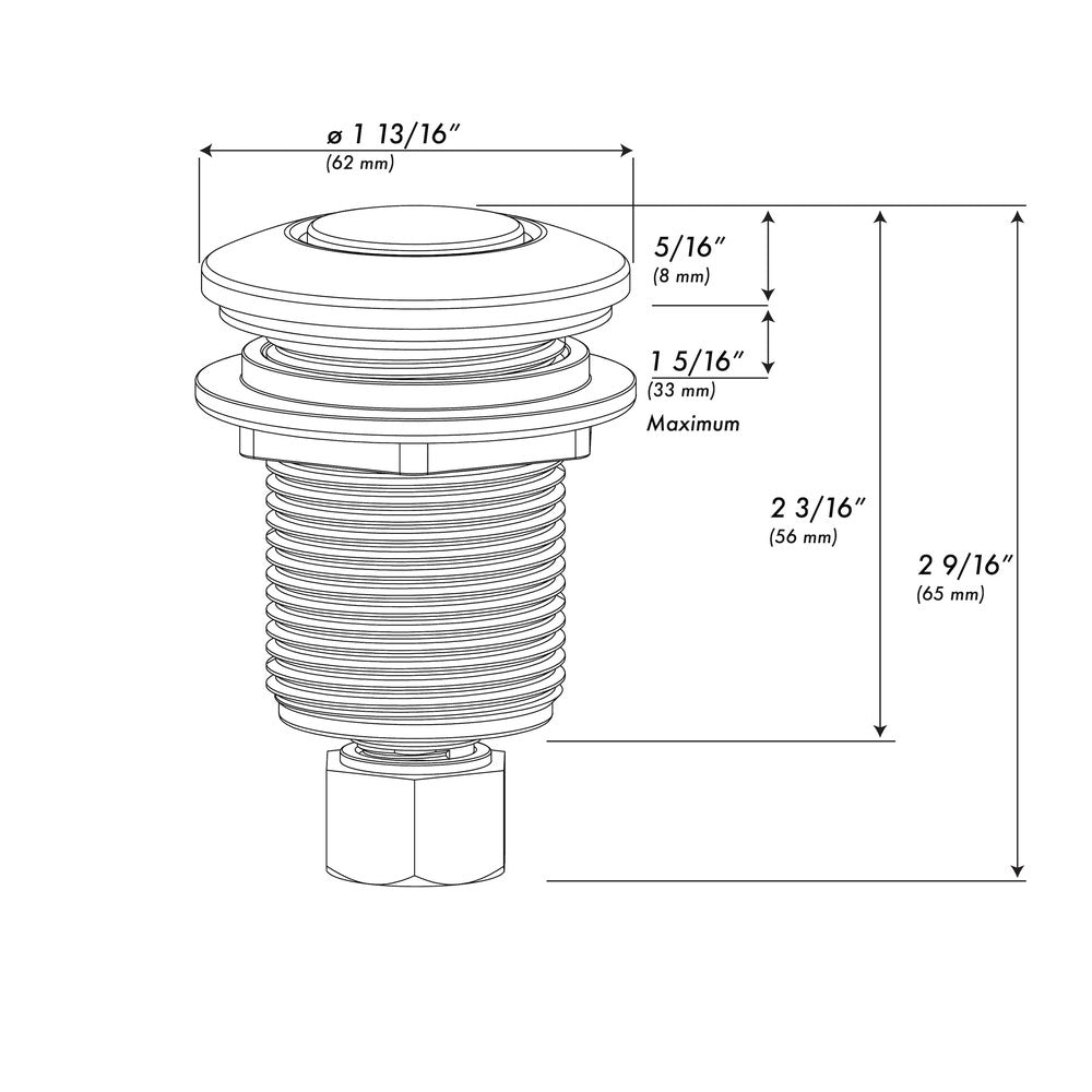 ZLINE Air Switch Button Button in Chrome for Garbage Disposal (DBM-CH)