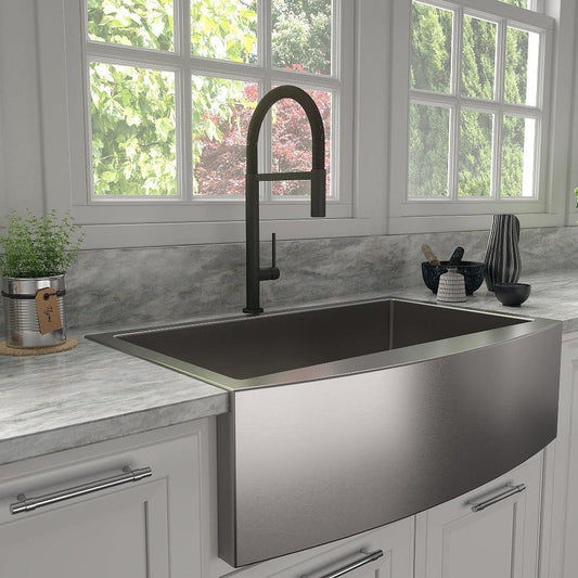 ZLINE Incline Kitchen Faucet in Matte Black (INC-KF-MB) in a luxury kitchen.