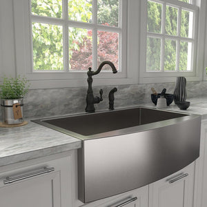 ZLINE Rembrandt Kitchen Faucet in Matte Black (REM-KF-MB) in a luxury kitchen.