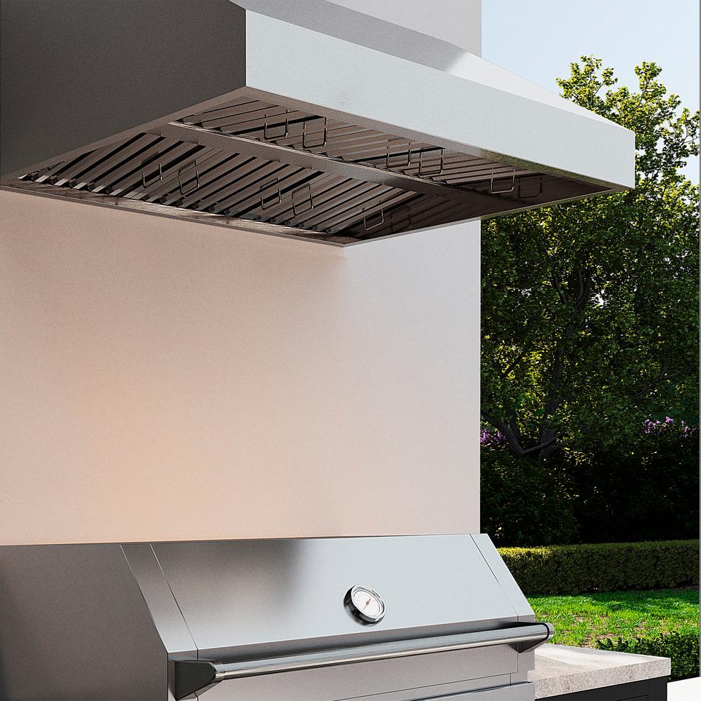 ZLINE 42 in. Under Cabinet Outdoor Grill Hood (GOU1-42) in a luxury outdoor kitchen.