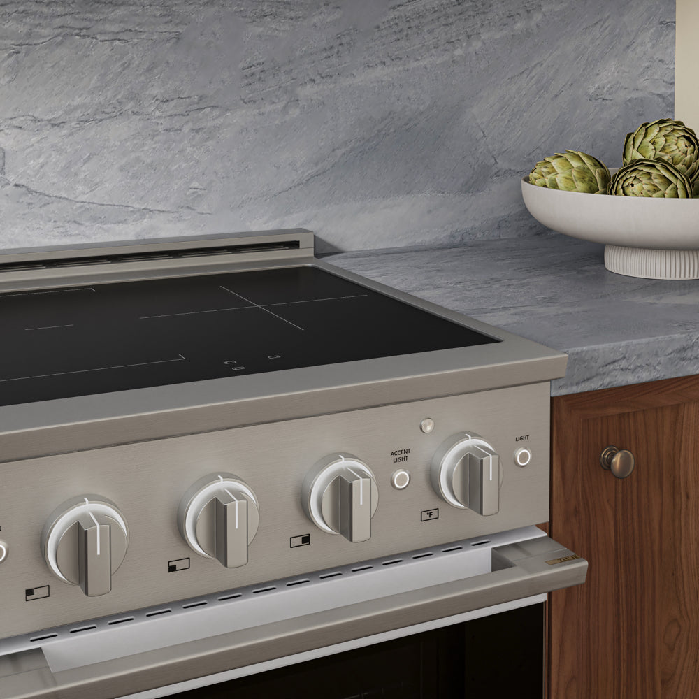 ZLINE 24 in. 3.2 cu. ft. Marino Induction Range with 3 Element Cooktop and Electric Convection Oven in Stainless Steel with White Matte Door (MINR-WM-24)