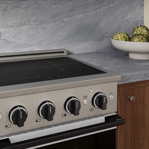 ZLINE Autograph Edition 24 in. 3.2 cu. ft. Marino Induction Range with 3 Element Cooktop and Electric Convection Oven in Satin Stainless Steel with White Matte Door and Matte Black Accents (MINRSZ-WM-24-MB)