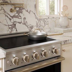 ZLINE Autograph Edition 30 in. 4.2 cu. ft. Marino Induction Range with 4 Element Cooktop and Electric Convection Oven in Stainless Steel with Champagne Bronze Accents (MINRZ-30-CB)