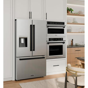 ZLINE Autograph Edition 36 in. 28.9 cu. ft. Standard-Depth French Door External Water Dispenser Refrigerator with Dual Ice Maker in Fingerprint-Resistant Stainless Steel and Matte Black Modern Handles (RSMZ-W-36-FMB)