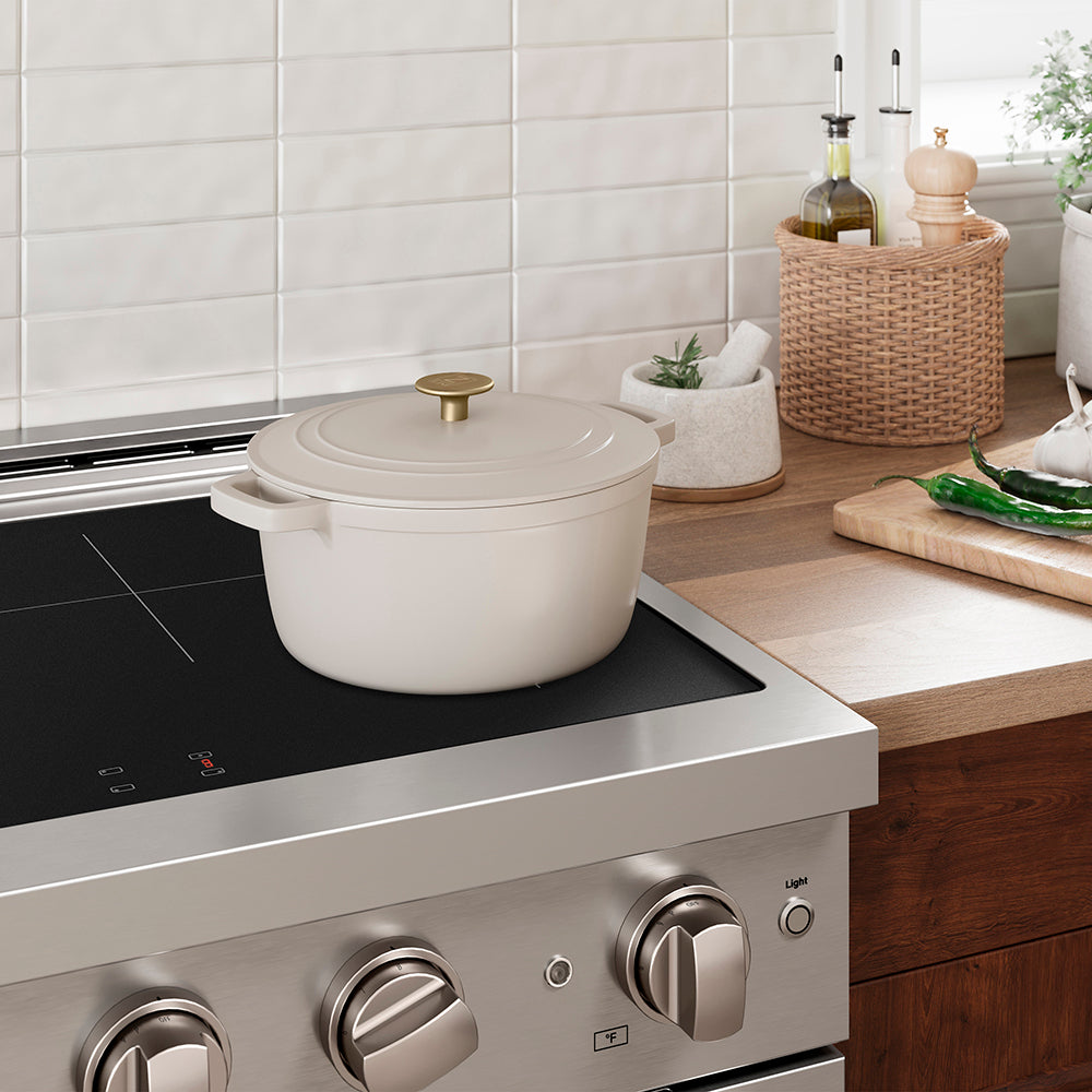 5-Piece Enameled Cast Iron Cookware Set in White Matte (CWSETS-WM