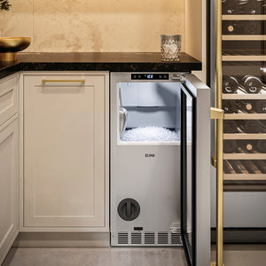 ZLINE Autograph Edition 15 in. Touchstone Nugget Ice Maker with Drain Pump and Solid Stainless Steel Door with Champagne Bronze Handle (INGDZ-ST-15-CB)