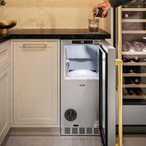ZLINE Autograph Edition 15 in. Touchstone Nugget Ice Maker with Drain Pump and Solid Stainless Steel Door with Polished Gold Handle (INGDZ-ST-15-G)