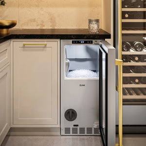 ZLINE Autograph Edition 15 in. Touchstone Nugget Ice Maker with Drain Pump and Solid Stainless Steel Door with Polished Gold Handle (INGDZ-ST-15-G)