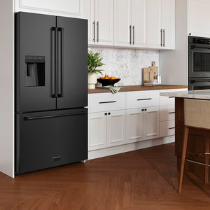 ZLINE 36 in. 28.9 cu. ft. Standard-Depth French Door External Water Dispenser Refrigerator with Dual Ice Maker in Fingerprint-Resistant Black Stainless Steel (RSM-W-36-BS)