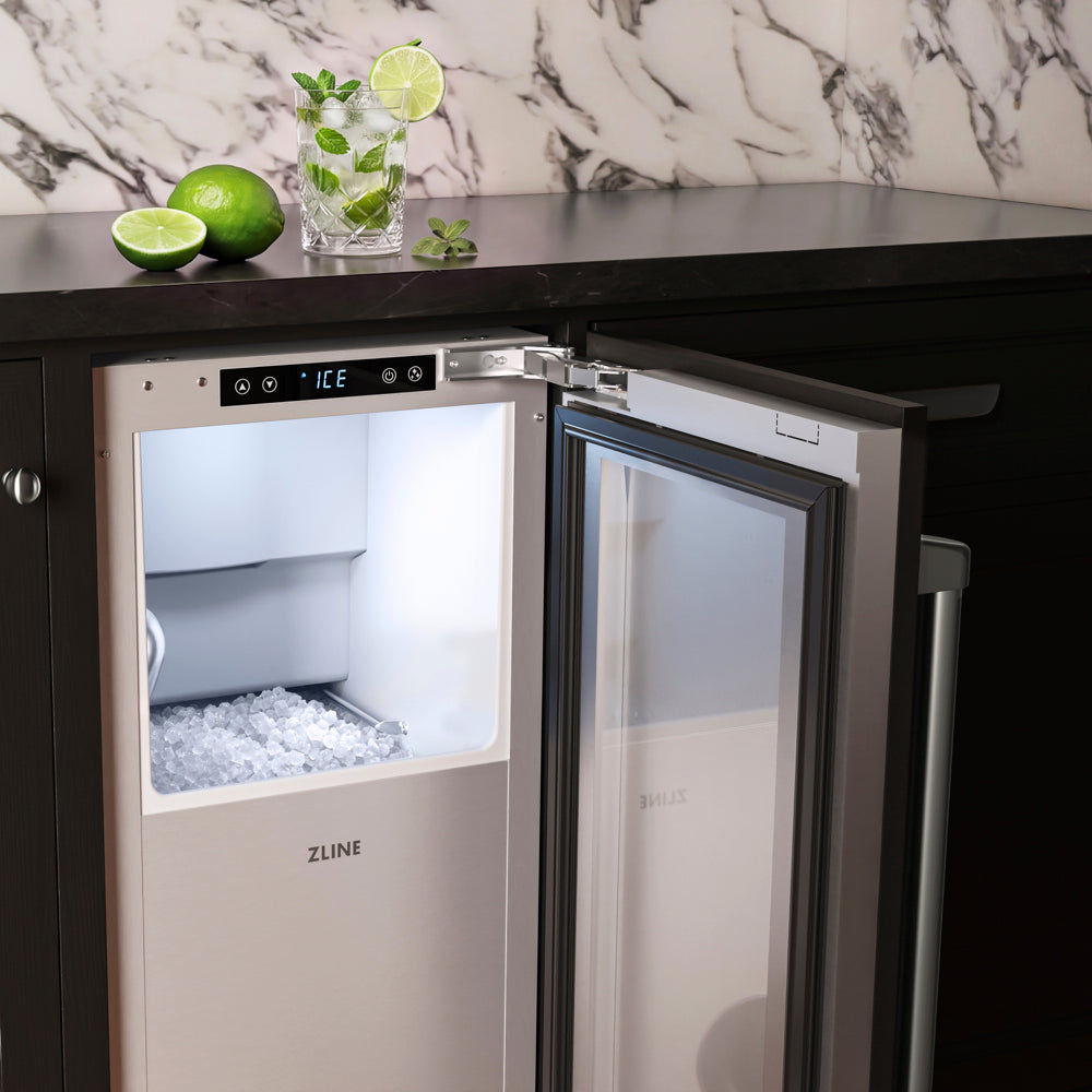 ZLINE 15 in. Touchstone Nugget Ice Maker with Drain Pump and Panel-Ready Door (INGDP-15)