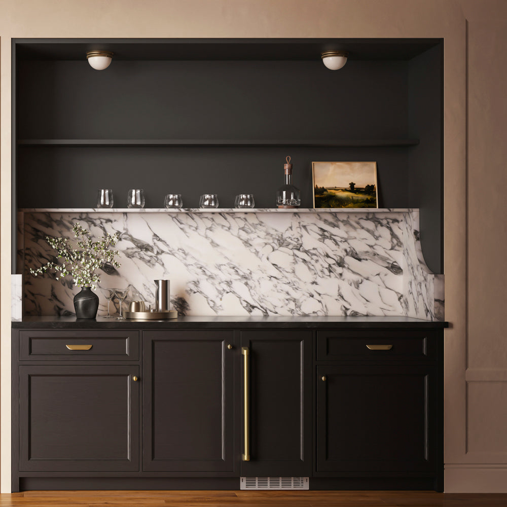 ZLINE Autograph Edition 15 in. Touchstone Nugget Ice Maker with Drain Pump and Panel-Ready Door with Champagne Bronze Handle (INGDPZ-15-CB)