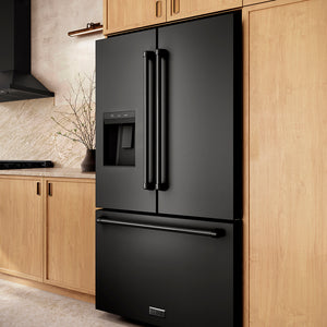ZLINE 36 in. 28.9 cu. ft. Standard-Depth French Door External Water Dispenser Refrigerator with Dual Ice Maker in Fingerprint-Resistant Black Stainless Steel (RSM-W-36-BS)