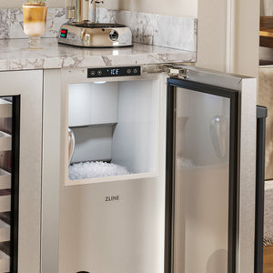ZLINE Autograph Edition 15 in. Touchstone Nugget Ice Maker with Drain Pump and Solid Stainless Steel Door with Matte Black Handle (INGDZ-ST-15-MB)