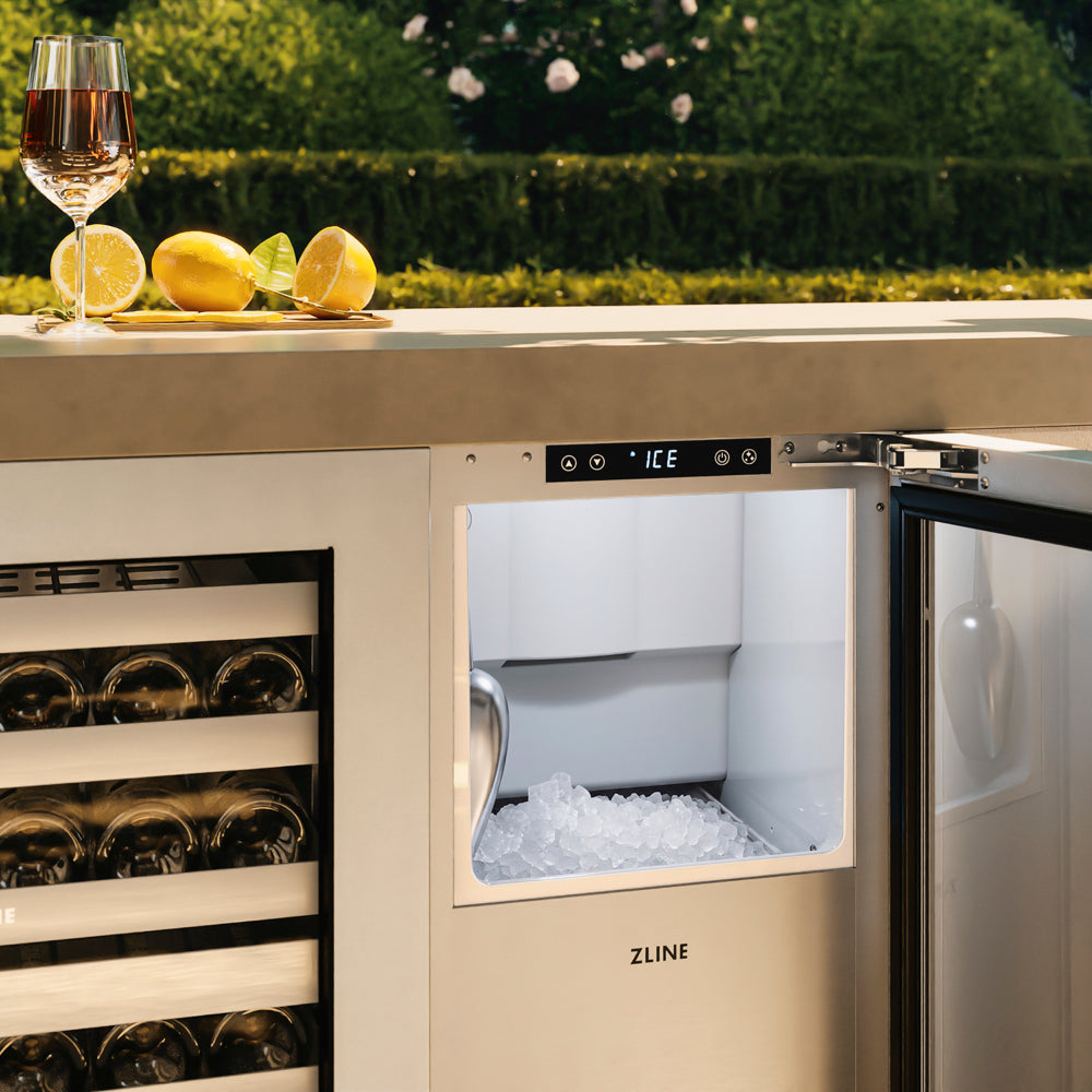 ZLINE 15 in. Touchstone Nugget Ice Maker with Drain Pump and Solid Stainless Steel Door (INGD-ST-15)