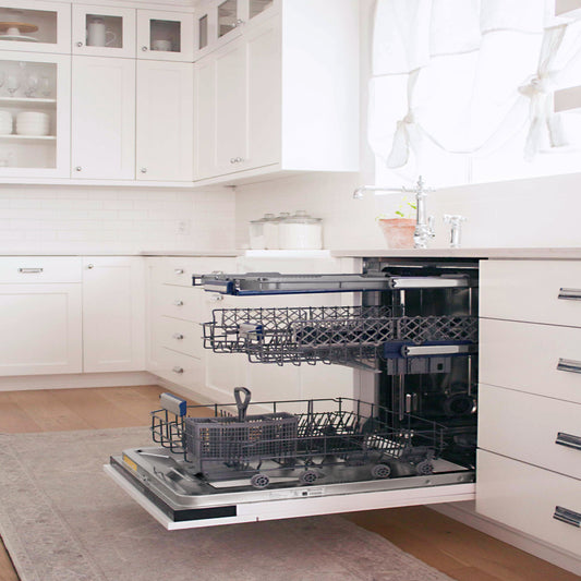 ZLINE Autograph Edition 24 in. Tallac Series 3rd Rack Dishwasher with Auto Door Open Drying, 51dBa, Panel Ready with Polished Gold Handle (DWVZ-24-G)