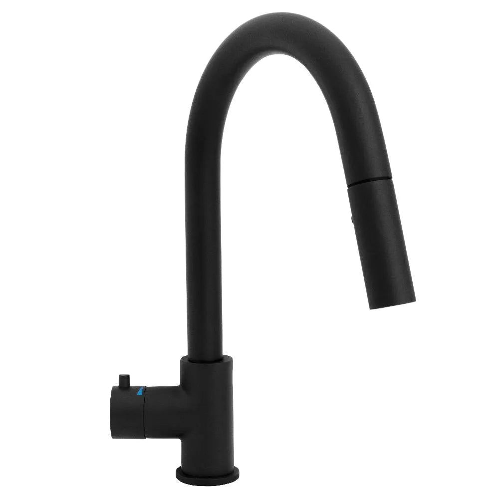 ZLINE Autograph Edition Gemini Touchless Kitchen Faucet in Matte Black (GEM-KFS-MB) main image.