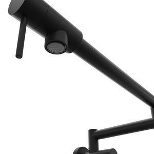 ZLINE Gemini Pot Filler in Matte Black (GEM-FPF-MB) spout.
