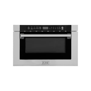 ZLINE 24 in. 1.2 cu. ft. Built-in Microwave Drawer with a Traditional Handle in Stainless Steel (MWD-1-H) front, closed.