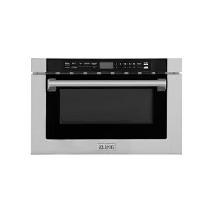 ZLINE 24 in. 1.2 cu. ft. Built-in Microwave Drawer with a Traditional Handle in Stainless Steel (MWD-1-H) front.