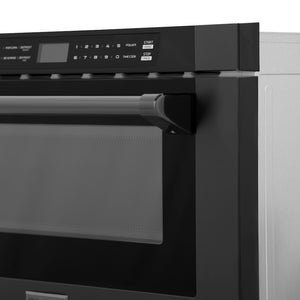 ZLINE 24 in. 1.2 cu. ft. Built-in Microwave Drawer with a Traditional Handle in Black Stainless Steel (MWD-1-BS-H) control panel and handle