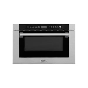 ZLINE 24 in. 1.2 cu. ft. Built-in Microwave Drawer with a Traditional Handle in Satin Stainless Steel (MWD-1-SS-H) front.