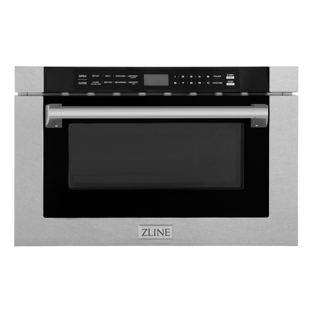 ZLINE 24 in. 1.2 cu. ft. Built-in Microwave Drawer with a Traditional Handle in Fingerprint Resistant Stainless Steel (MWD-1-SS-H) 