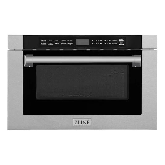 ZLINE 24 in. 1.2 cu. ft. Built-in Microwave Drawer with a Traditional Handle in Satin Stainless Steel (MWD-1-SS-H) main image.
