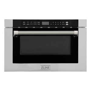 ZLINE Autograph Edition 24 in. 1.2 cu. ft. Built-in Microwave Drawer in Stainless Steel and Polished Nickel Helix Handle (MWDZ-1-H-KPN)