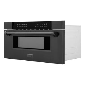 ZLINE 30 in. 1.2 cu. ft. Built-in Microwave Drawer in Black Stainless Steel (MWD-30-BS) side, closed.
