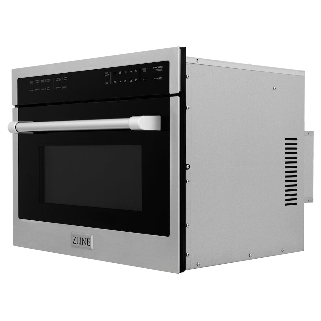 ZLINE 24 in. Stainless Steel Built-in Convection Microwave Oven with Speed and Sensor Cooking (MWO-24) side, closed.