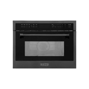 ZLINE 24 in. Black Stainless Steel Built-in Convection Microwave Oven with Speed and Sensor Cooking (MWO-24-BS) front, closed.