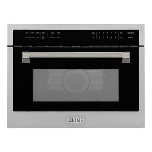 ZLINE Autograph Edition 24 in. 1.6 cu ft. Built-in Convection Microwave Oven in Stainless Steel and Polished Nickel Helix Handle (MWOZ-24-KPN)