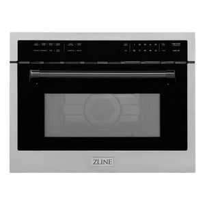 ZLINE Autograph Edition 24 in. 1.6 cu ft. Built-in Convection Microwave Oven in Stainless Steel with Matte Black Accents (MWOZ-24-MB) main image.