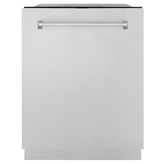 ZLINE 24 in. Monument Series 3rd Rack Dishwasher with Auto Door Open Drying, 44dBa, Stainless Steel Panel (DWMT-304-24) front, closed.
