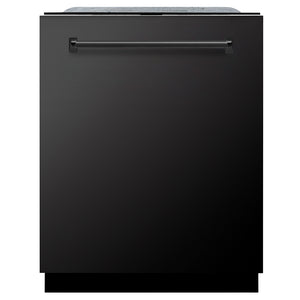 ZLINE 24 in. Monument Series 3rd Rack Dishwasher with Auto Door Open Drying, 44dBa, Black Stainless Steel Panel (DWMT-BS-24) front, closed.
